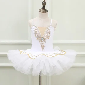 Балетное платье для девочек танцевальное платье-пачка детей блинное белое