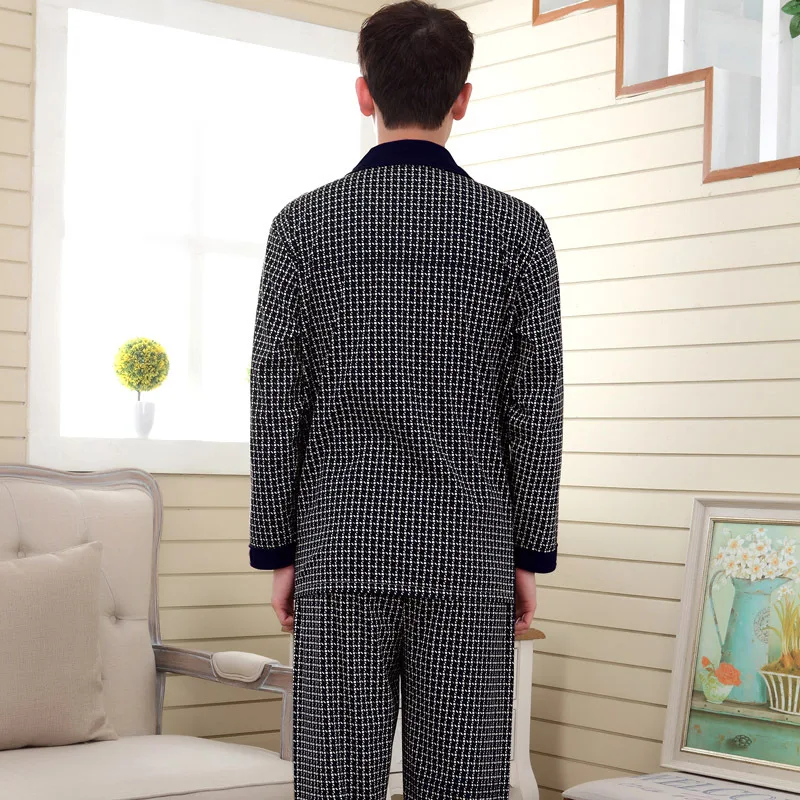 2016 Осенние мужские пижамы трикотажные хлопковые пижамные комплекты с длинным