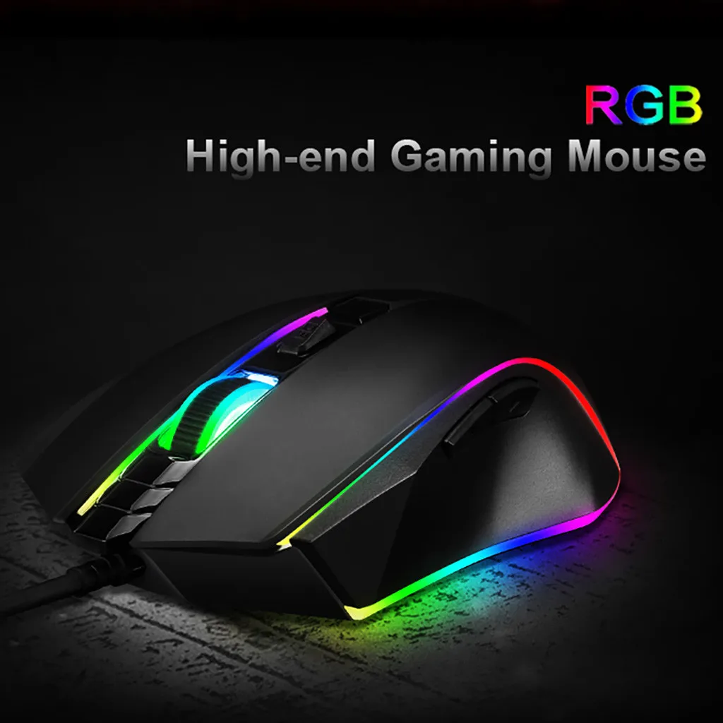 Проводная игровая мышь эргономичная 6 кнопок 3500 точек/дюйм RGB для игр на Windows