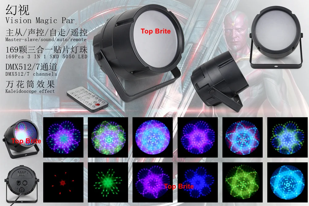 2 шт. новое видение Magic Par 169 шт. LED Par-прожектор со светодиодами RGB DMX сценическое освещение эффект DMX512 Master-Slave светодиодный плоский для DJ Disco вечерние KTV