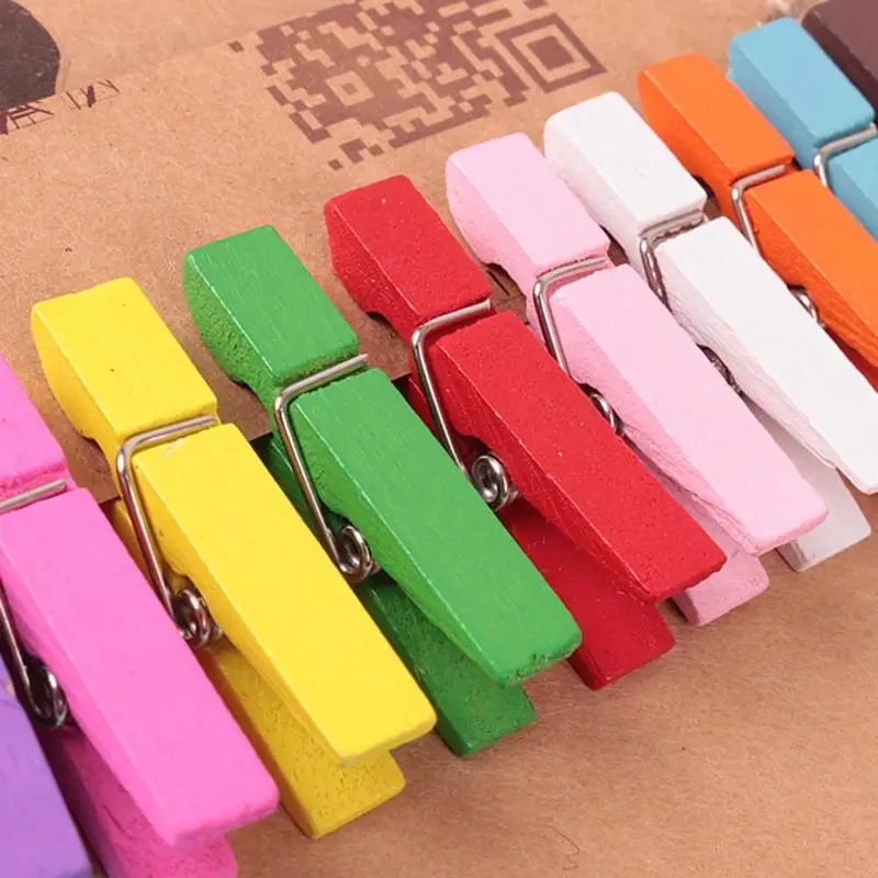 50 шт. маленькие белые деревянные подтяжки для альбома|Зажимы одежды| |