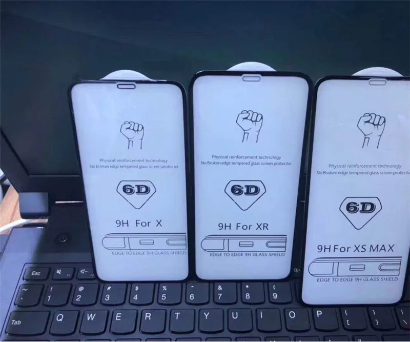 300 шт. DHL Для iphone XS Max XR 6D полное покрытие закаленное стекло твердость 9H изогнутые