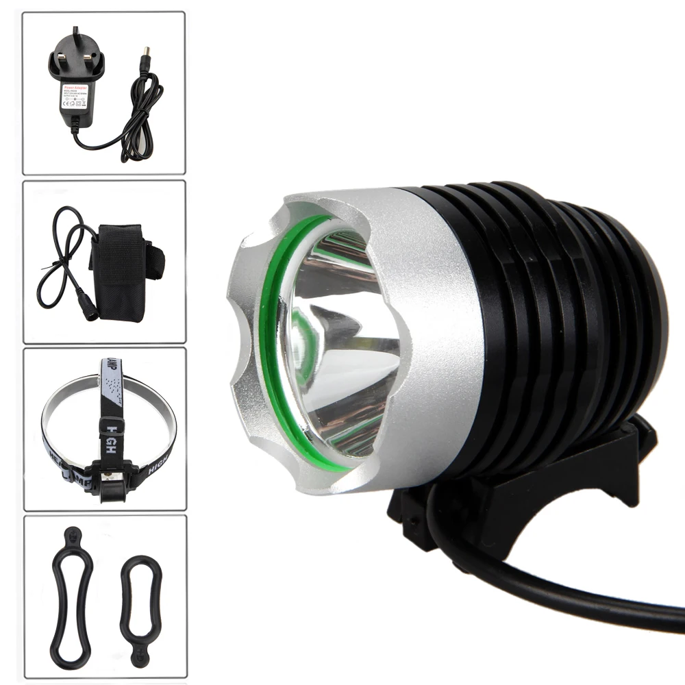 5000Lumens XM-L T6 LED Bike Lamp Front Bicycle light Cycling Headlamp Head Torch with Rechargeable Batterry Pack +Rear Light | Спорт и