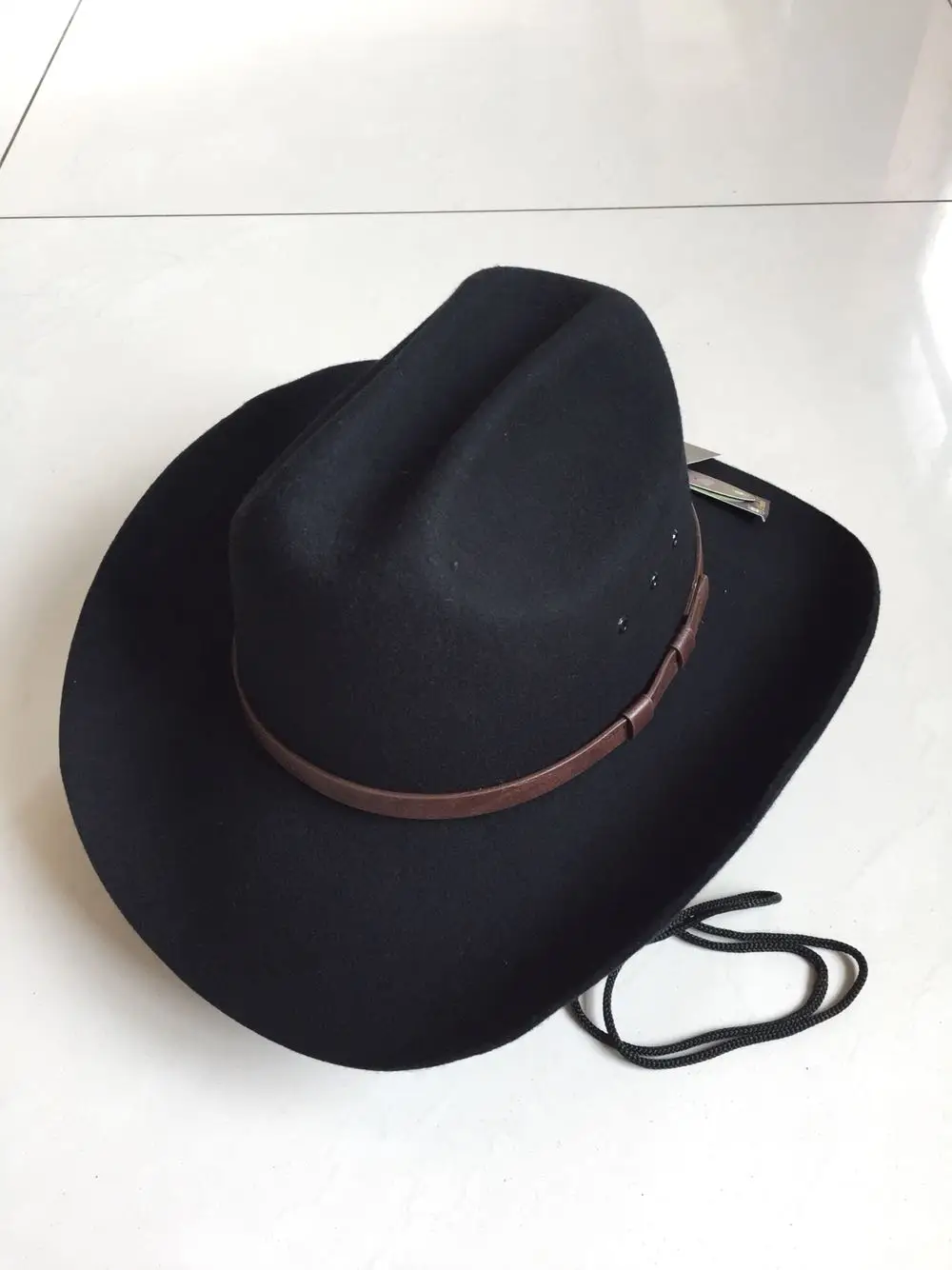 Черный Мужская Шляпа Fedora шерсть Панама для взрослых модные шерстяные фетровые джазовые шляпы мужские ковбойские шляпка с узкими полями шляпы шерсть Панама шляпа B-8132 - Цвет: Черный