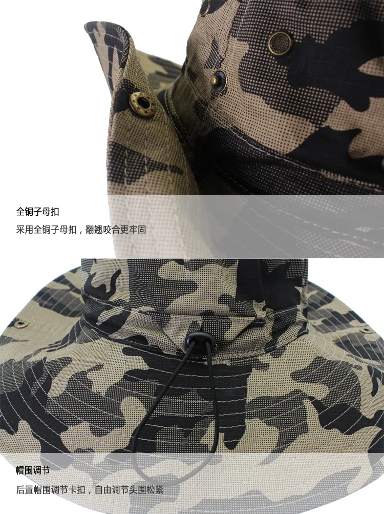 Камуфляж большой козырек Topi Открытый солнце рыбаловедские снасти шляпы для джунглей кепки УФ Защита походная шляпа