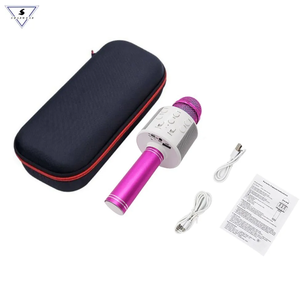 pink WS858 беспроводной караоке Bluetooth KTV HIFI динамик эхо-смеситель конденсаторный микрофон пение встречи микрофон динамик PK WS-858 - Цвет: pink