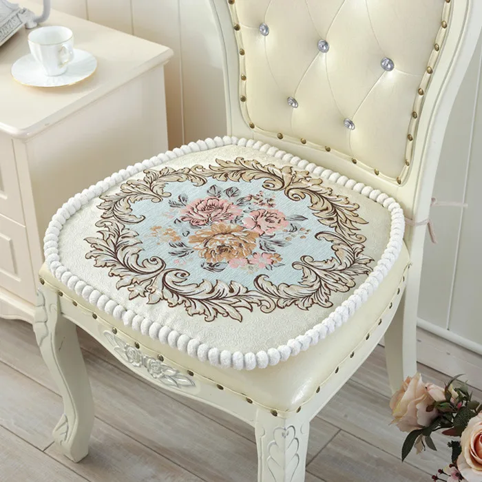Light blue Proud Rose Высококачественная Подушка для стула вышитые подушки для сидения утолщенные подушки для обеденного стула из синели съемные и вымытые - Цвет: Light blue