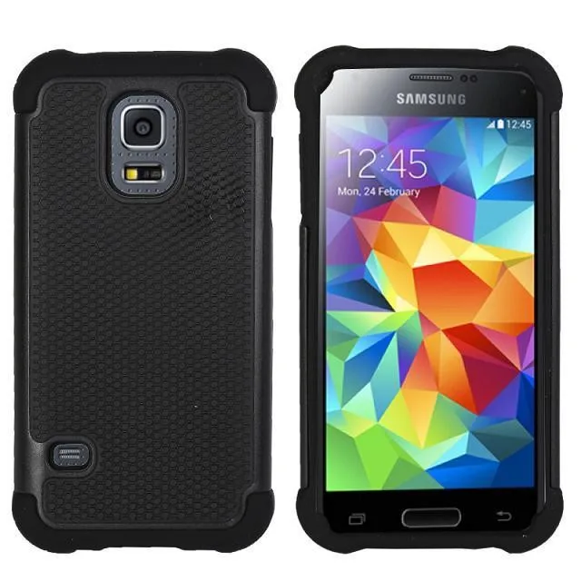S5mini противоударный пластиковый чехол с шариками, силиконовый чехол для samsung Galaxy S5 mini G800F, гибридная задняя крышка с двойным слоем - Цвет: Черный
