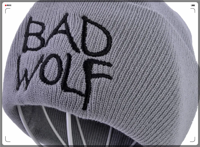 Зимние унисекс Bad wolf с вышивкой в виде букв, модные теплые шерстяные вязаные наушники, шапочки, шапки для мужчин и женщин
