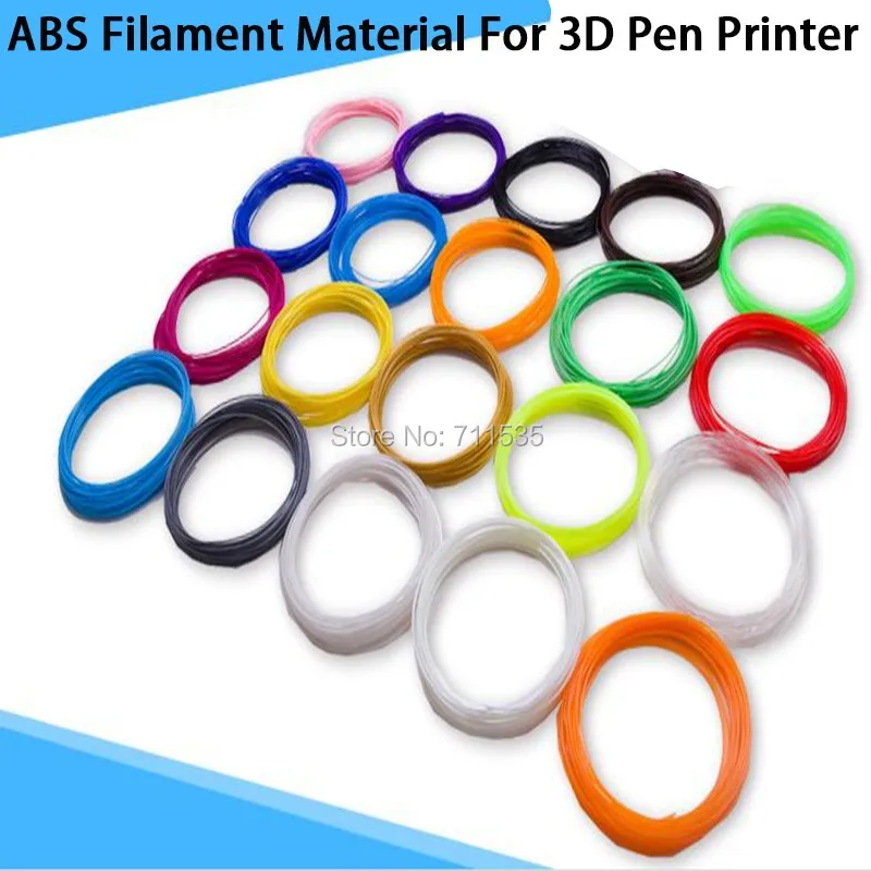 

20 Colors ABS Filament Material For 3D Printer Pen Caneta 3D 1.75mm Plastic Rubber Consumables / 5M OR 10M Length For Selection