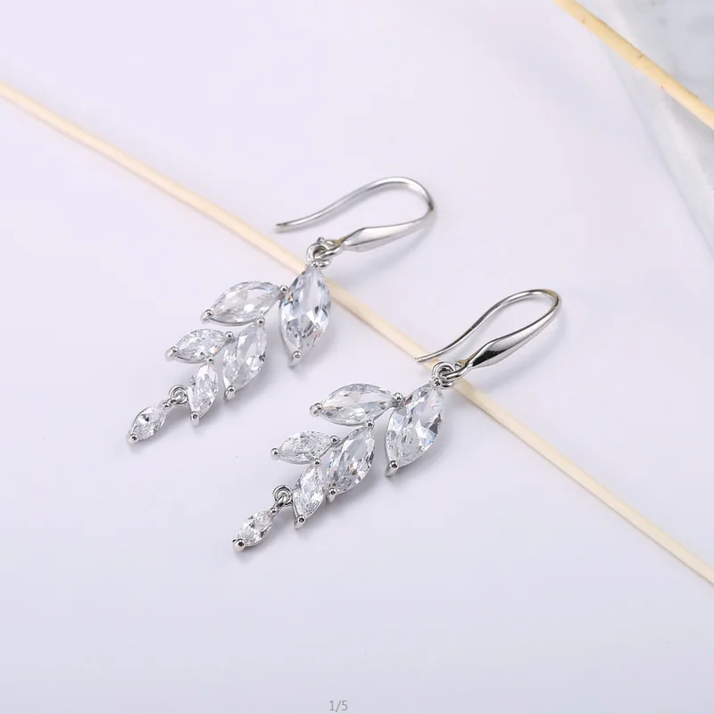 Женские Висячие серьги SLBRIDAL гипоаллергенные подвески из циркония кубический