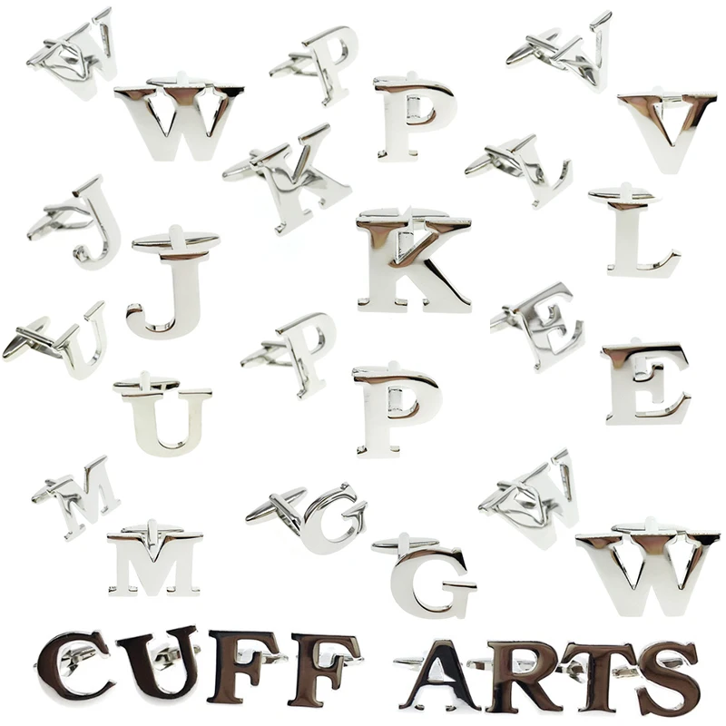 

Cuffarts New Arrival Fashion Letter A-Z Cufflinks Men Free Shipping English Alphabet Cuff Links Men Shirt Charm Cufflinks