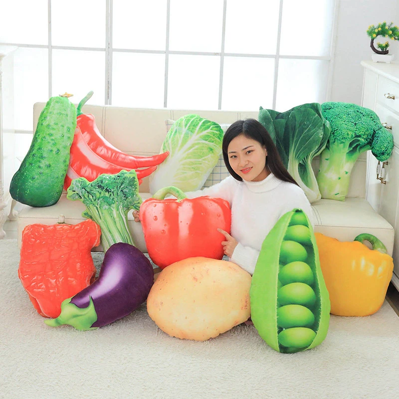 

40-60CM Simulation Vegetable Pillow Cushion Vegetable Plush Dolls Potato Broccoli Cabbage Pea Pepper Plush Toy Creative Home