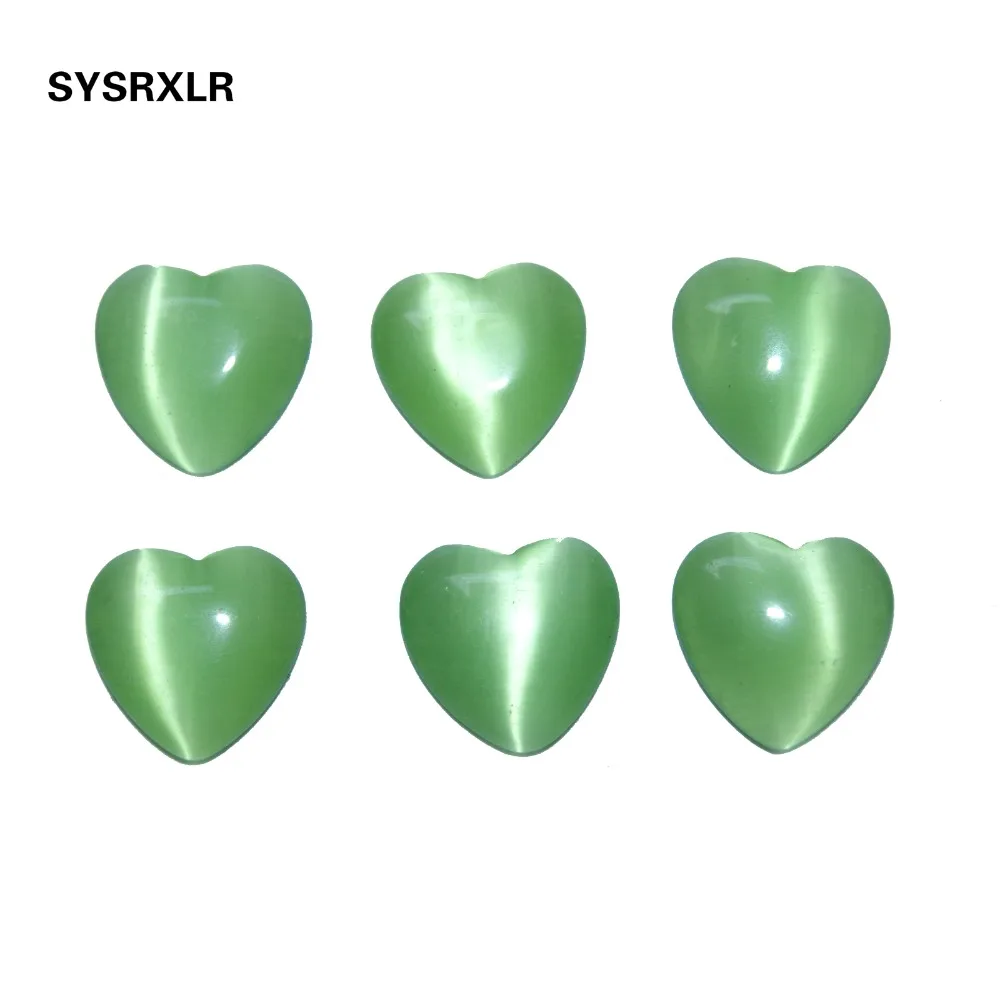 Бусины в форме сердца с зеленым опалом 12 мм 20 шт.|cat eye beads|beads for jewelry makingeye bead |