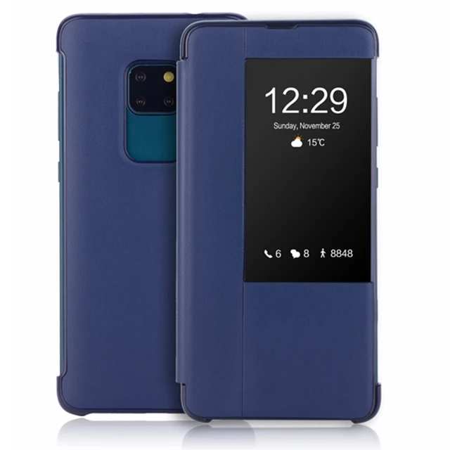 Флип-чехол кожаный чехол для телефона huawei mate 20 Lite Pro X 20Pro 20lite 20X mate 20Pro mate 20X mate 20lite mate 20 чехол Smart View - Цвет: Dark Blue