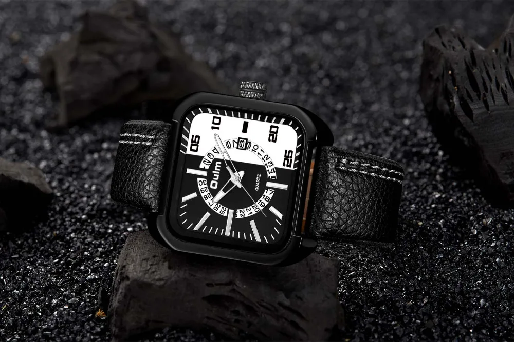 OULM повседневные Модные кварцевые часы мужские с квадратным циферблатом розовое