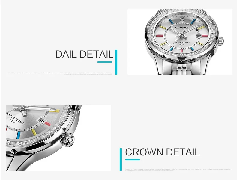 Casio, женские часы, 50 метров, водонепроницаемые, новые, указка, серия, модные, бизнес, женские, кварцевые часы, белая пластина, LTP-1359, для девушек
