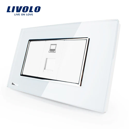 White Livolo США/AU стандартная компьютерная розетка с белым/черным жемчугом Хрустальное стекло, VL-C391C-81/82 - Тип: White