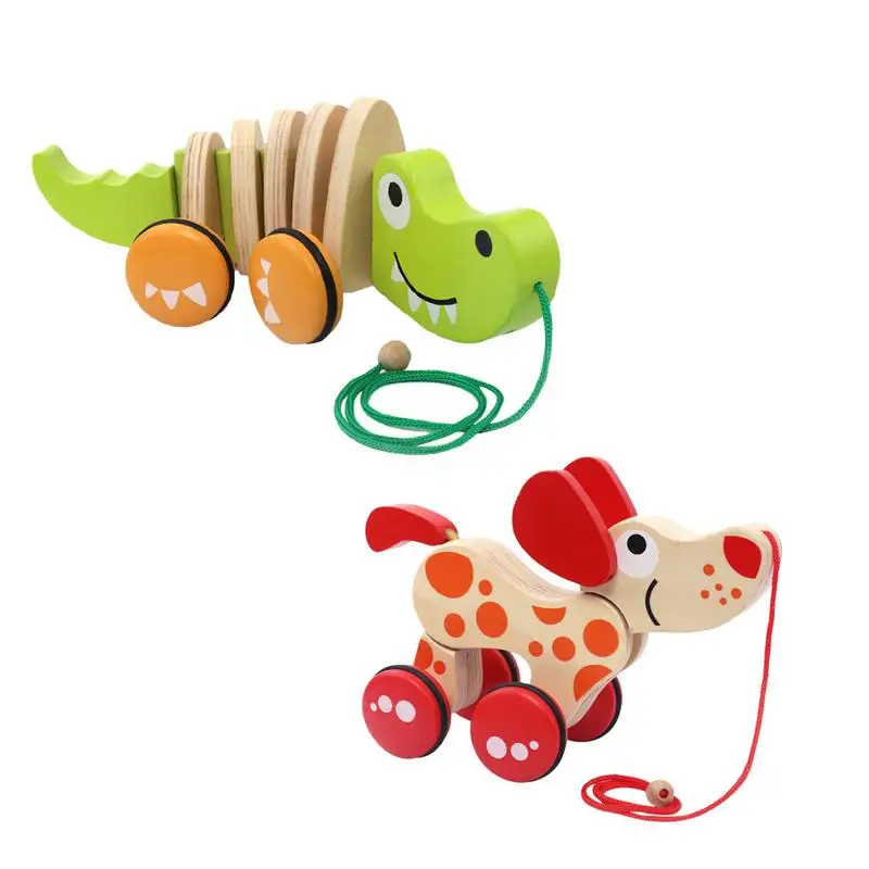 Деревянная Милая мультяшная игрушка в форме животного детская Игрушечная машина