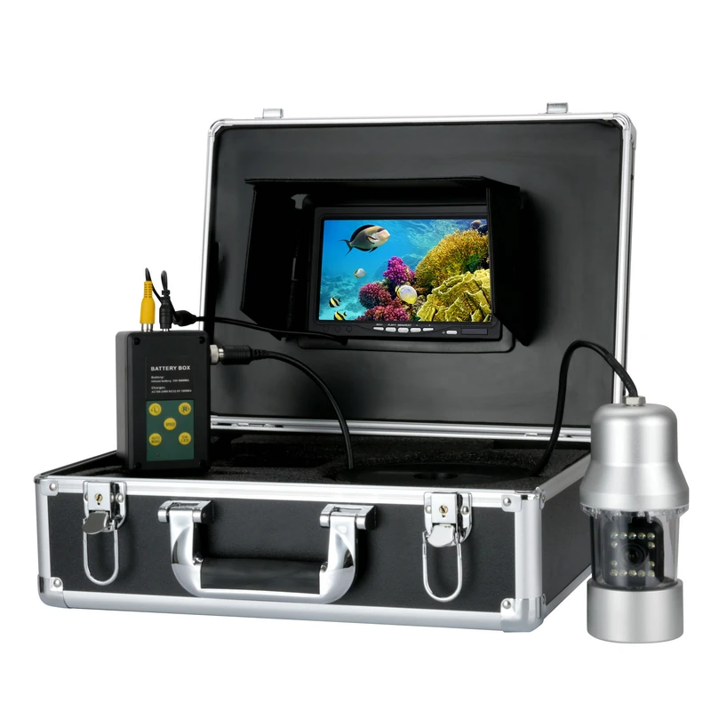 Купить Камера для подводной рыбалки, Tft-видеорегистратор, 50 м, 7 дюймов, 0-360 градусов, дистанционное управление, 14 белых ламп