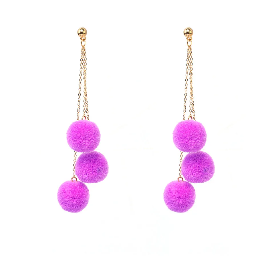 Purple 1 Ingemark милый корейский стиль бархат фрукты серьги-Вишенки для Для женщин искусственный мех мяч капли свисающие серьги, украшения для ушей, подарок девушке - Окраска металла: Purple 1