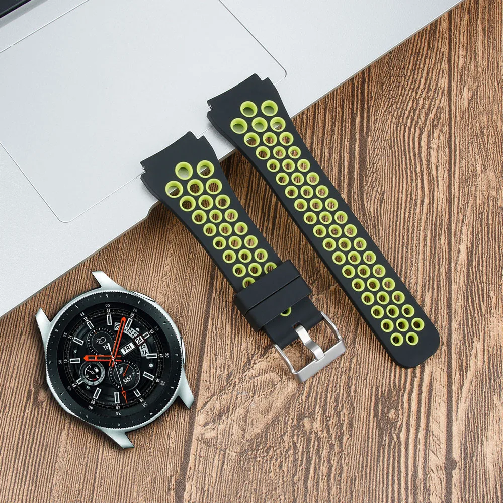 Двойной цвет спортивный силиконовый браслет ремешок для samsung Galaxy Watch 46 мм