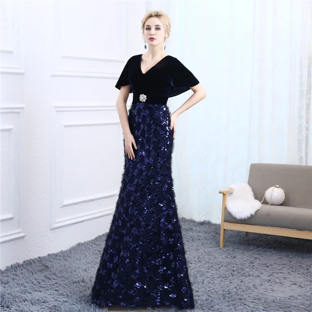 Vintage Lace Mermaid Evening Dresses Long 2018 Robe De Soiree Vestido Longo Festa Formal Dress Women Sheer Prom Gowns Velour | Свадьбы и