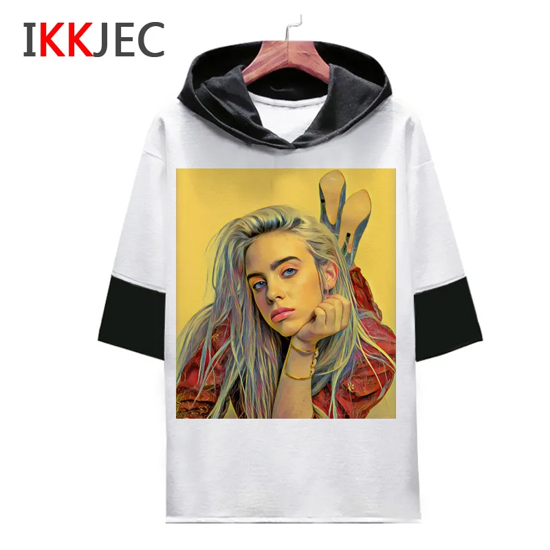 1804 Billie eilish Футболка с принтом, забавные мужские/женские футболки, повседневные футболки, футболка с круглым вырезом, модная летняя уличная одежда в стиле хип-хоп - Цвет: 1804