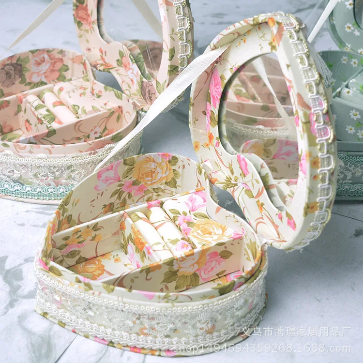 

2019 Heart Shaped Lace Girl Jewelry Storage Boxes Beauty Gift Necklace Rings Earrings Makeup Organizer Gift Box for Women Lady