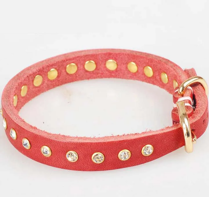 Ошейник стразы из натуральной кожи с кристаллами для собак роскошный ошейник