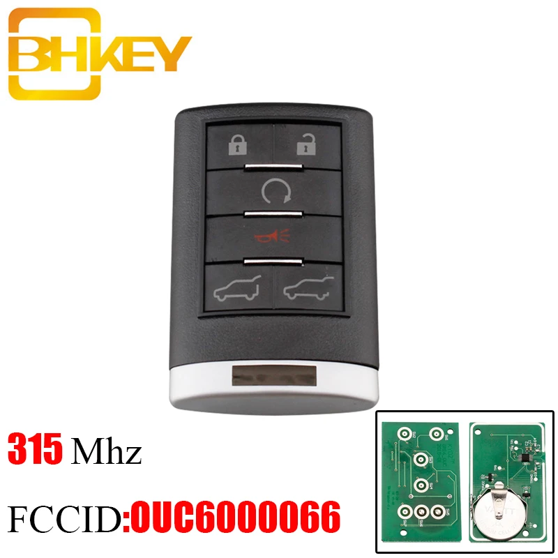 Смарт ключ BHKEY с 6 кнопками 315 МГц дистанционный для OUC6000066 брелок без ключа Cadillac