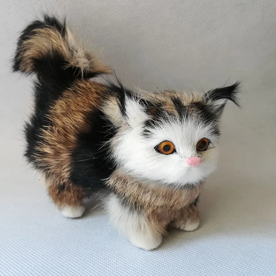 Хаки В реальной жизни toy около 12x13 см cat модель полиэтилен и меха кошка модель домашнего украшения реквизит, подарок h1258 - Цвет: Хаки