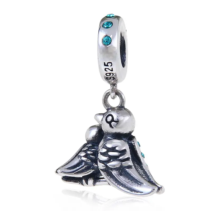 Sambaah Love Birds Twotone очарование 925 пара стерлингового серебра птицы Шарм «любовь» Pandora День Святого Валентина браслет