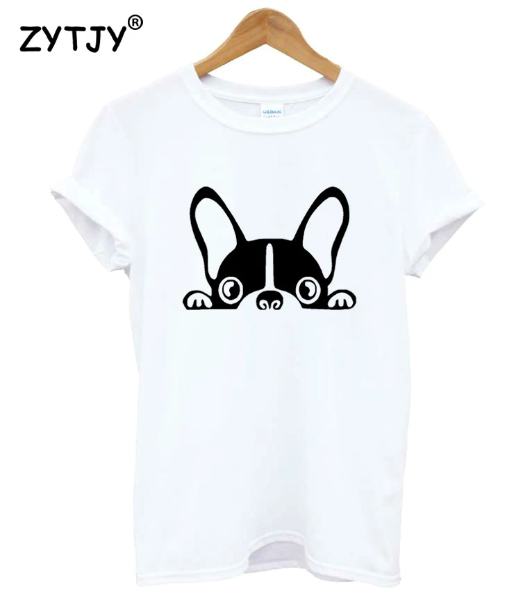 Бостон терьер принт женские хлoпкoвaя пoвсeднeвнaя забавная футболка для девочек