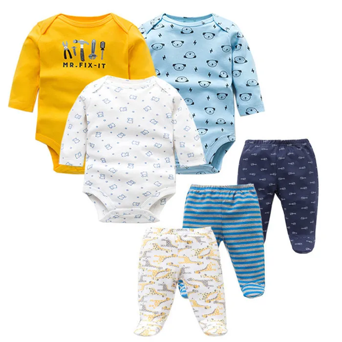 Style 6 6 шт./лот; комплекты модной одежды для малышей; хлопковые комбинезоны с длинными рукавами для новорожденных и малышей+ штанишки для малышей; одежда для маленьких мальчиков и девочек - Цвет: Style 6