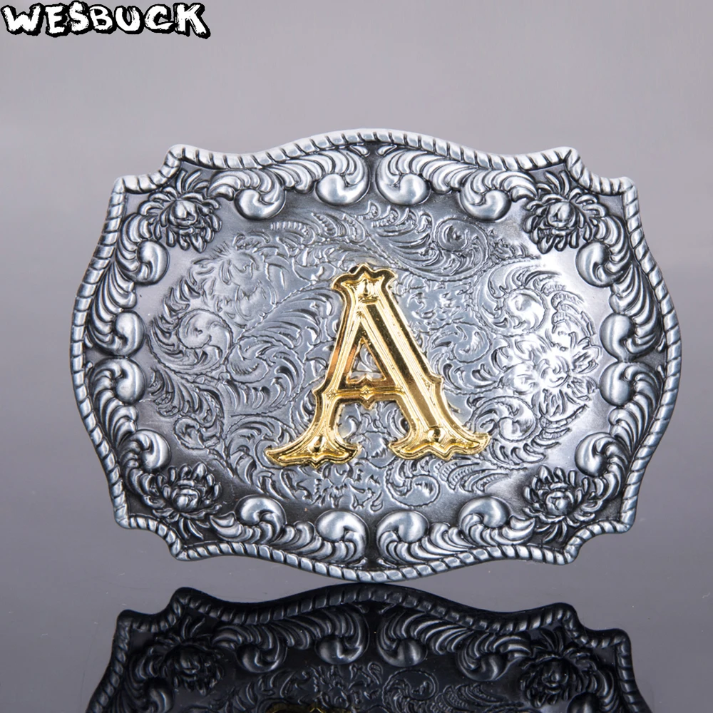 WesBuck бренд большие буквы пряжки ремня для Для мужчин женские металла в ковбойском