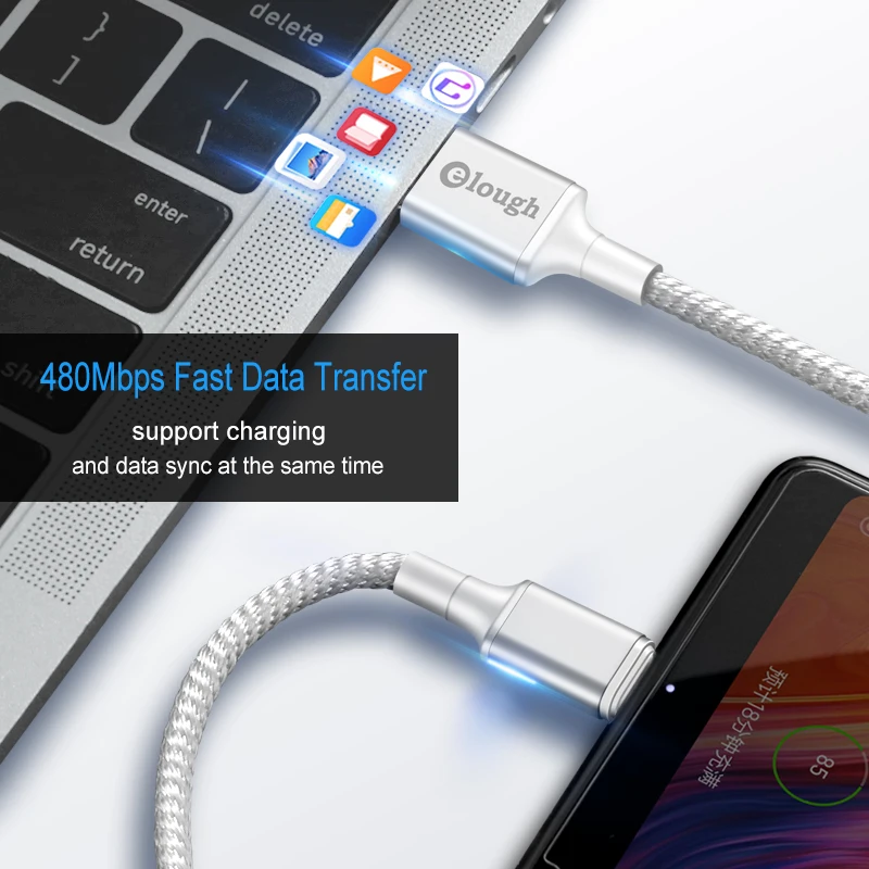 Elough Магнитный кабель для iPhone Xiaomi samsung Android мобильный телефон магнит зарядное устройство Быстрая зарядка type C Micro USB кабель