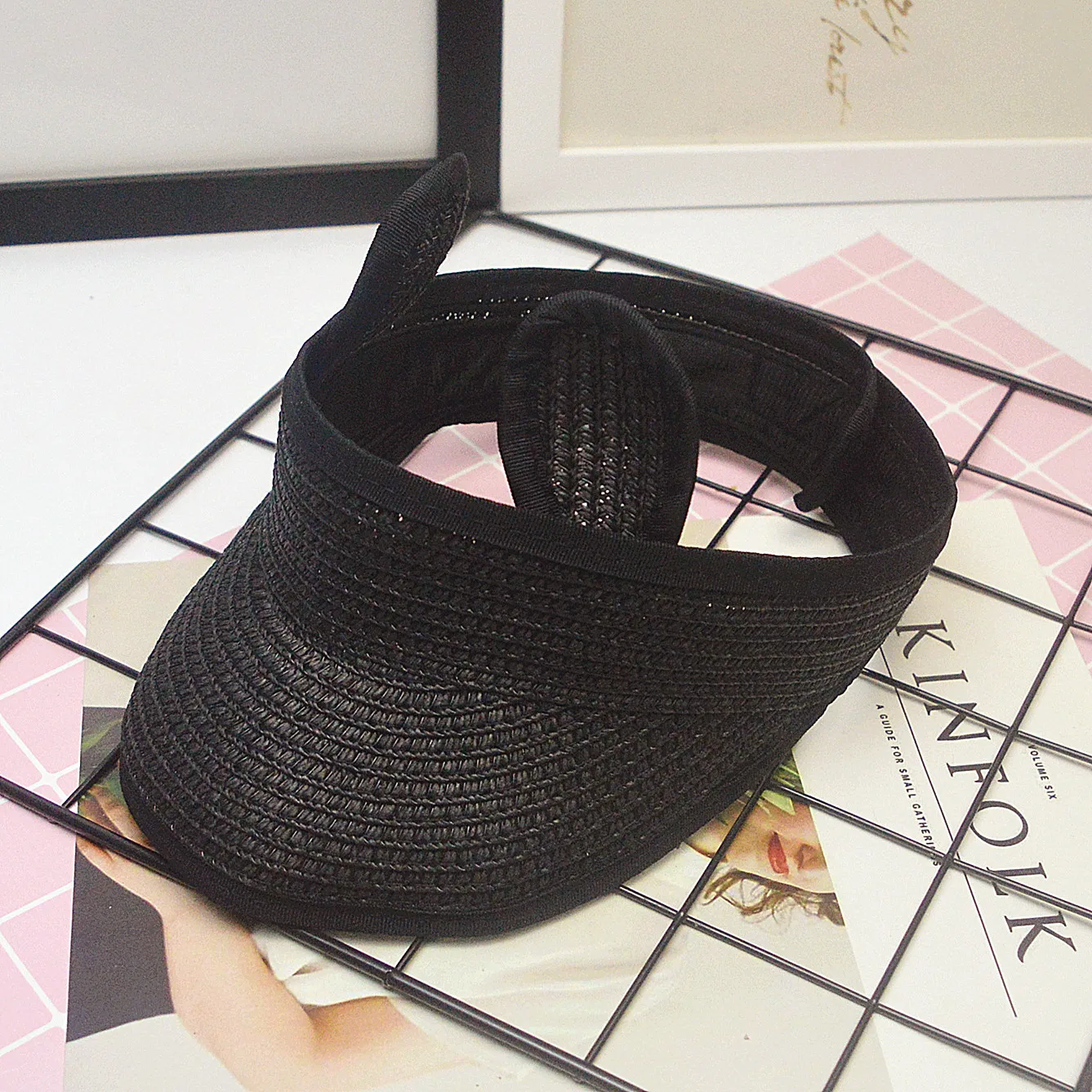 Детская пляжная шапка симпатичные кроличьи ушки, пустая верхняя часть, летняя соломенная шляпа для детей, складная, защита от солнца, шапка для малышей от 1 до 6 лет, оптом.