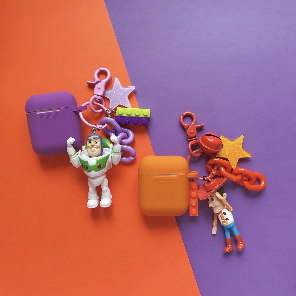 Toy Story's Woody Buzz Lightyear защитный силиконовый Bluetooth беспроводной чехол для наушников Apple Airpods 1 2 Чехол с брелком