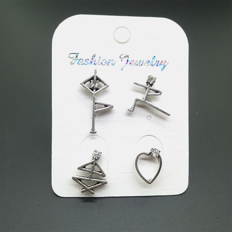 Серьги женские в богемном стиле 4 шт./компл. ажурная фигурка портрет Йога осанка