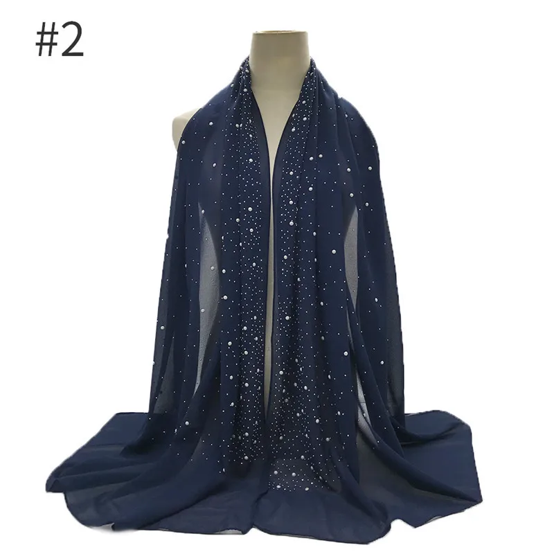 2 Женский шарф, мусульманские шали, хиджаб, тюрбан, исламский арабский Дубай, платок, мягкий шифон, элегантный платок, женские шарфы - Цвет: 2