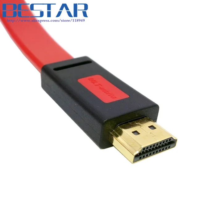 Красный и черный цвет Overmold HDTV 1080p HDMI 1 4 Мужчина к мужчине плоский тонкий кабель 3