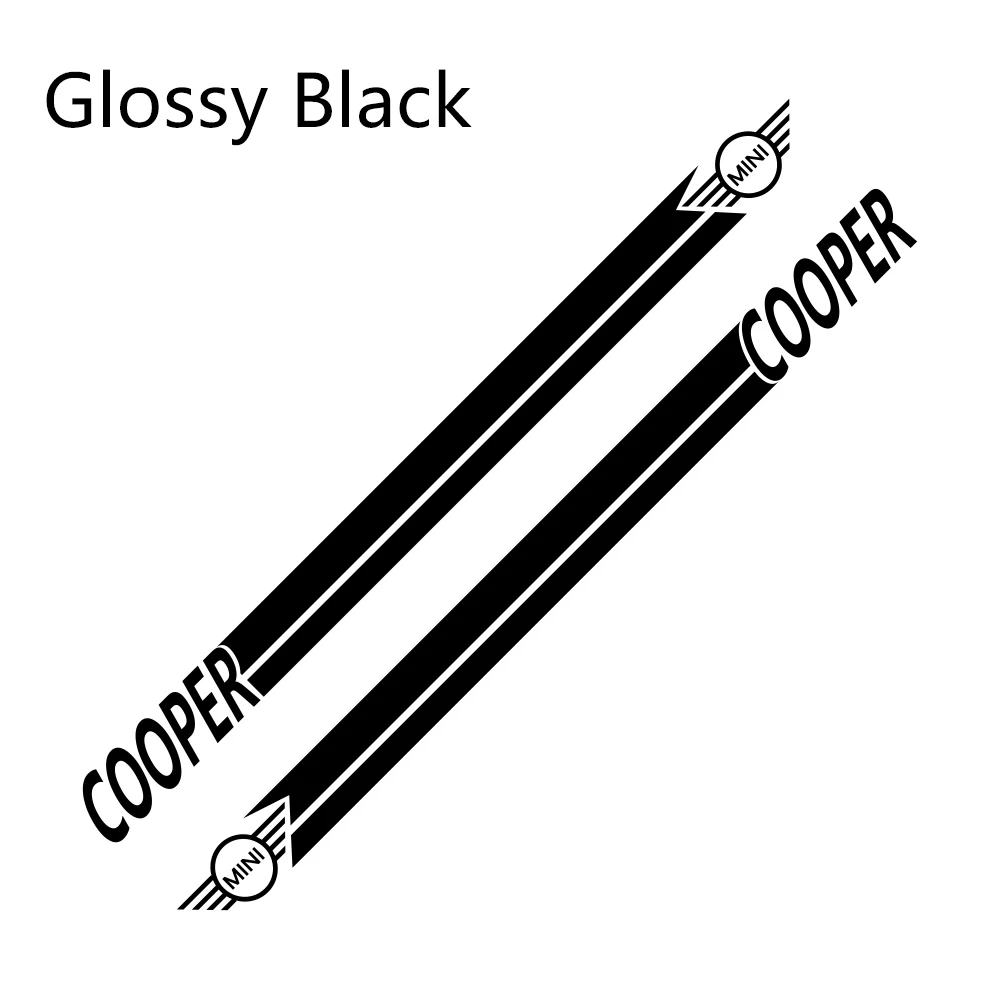 Glossy Black Наклейки для автомобиля сбоку в полоску спортивный стиль наклейки для Mini Cooper R56 R57 R58 R50 R52 R53 R59 R61 R60 F60 F55 F56 F54 аксессуары - Название цвета: Glossy Black