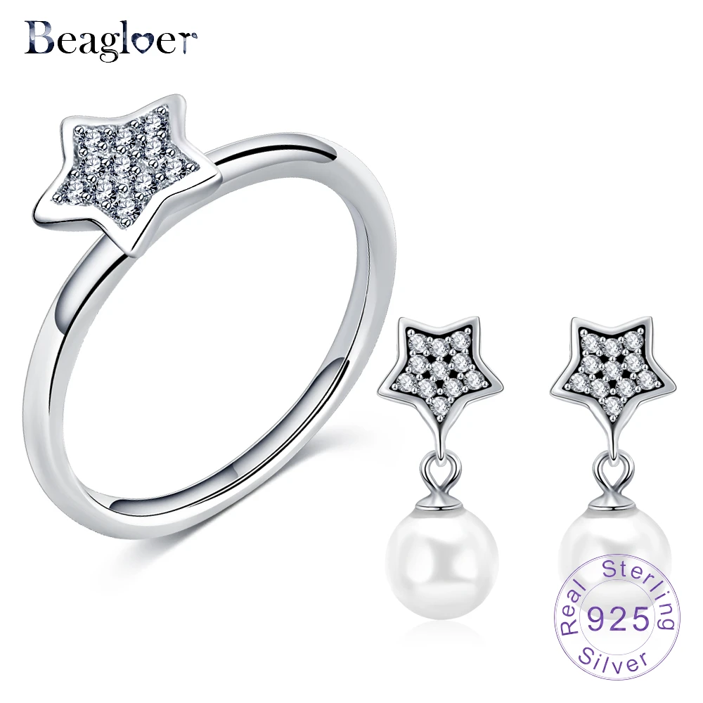Женские серьги капельки Beagloer из 100% серебра 925 пробы с прозрачным фианитом и