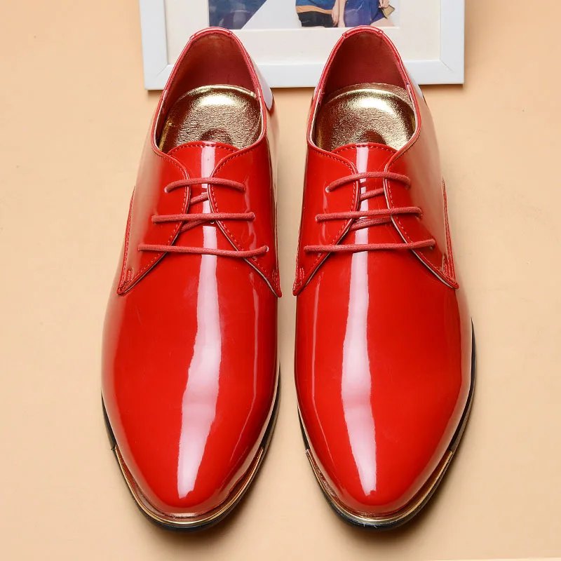 

Plus Size 38-48 Vintage Patent Leather Shoes Men Formal Dress Shoes 2021 Autumn Wedding Shoes Elegant Suit Office Shoe