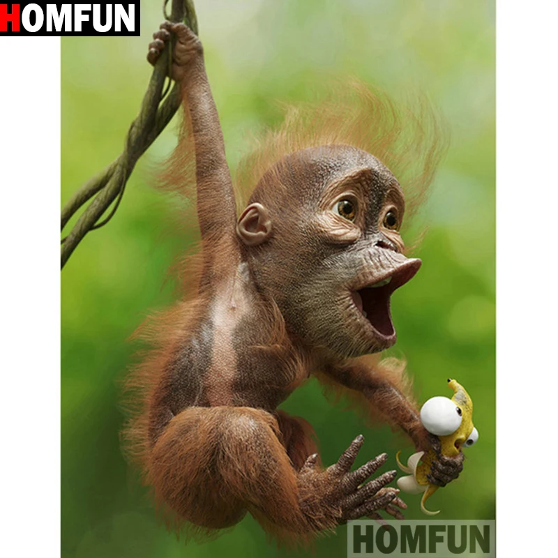 Алмазная живопись HOMFUN A16523 картина животные обезьяны вышивка крестиком