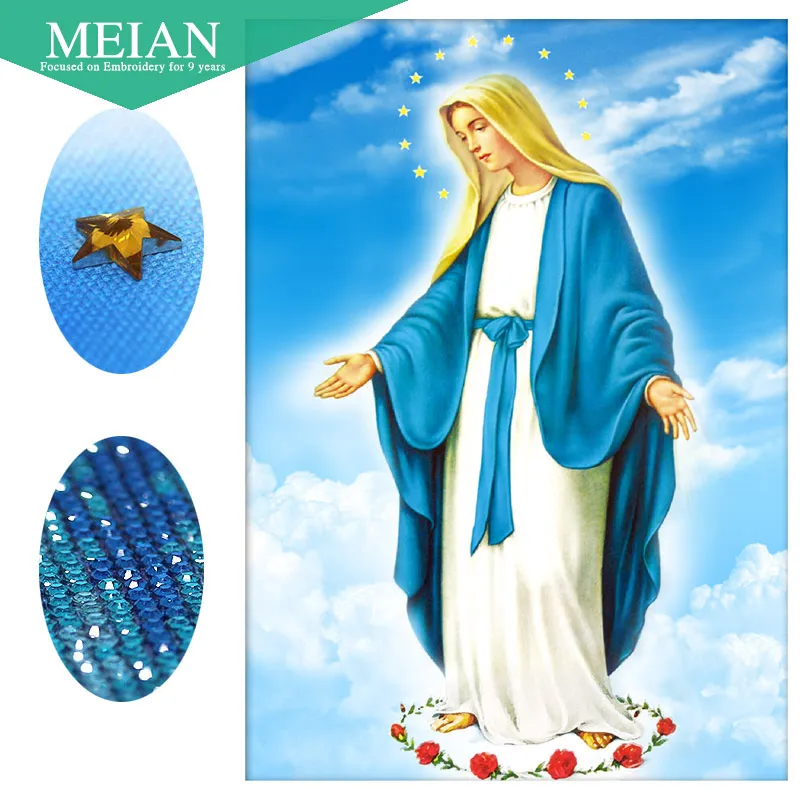 Meian,Special Shaped,Diamond Embroidery,Religion,Our Lady,5D,DIY,Diamond Painting,Cross Stitch,Diamond Mosaic,Bead Picture,Decor