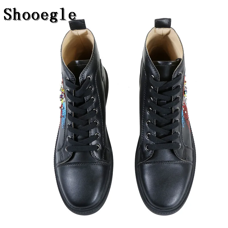 Туфли SHOOEGLE мужские с вышивкой высокие кроссовки эспадрильи платформа