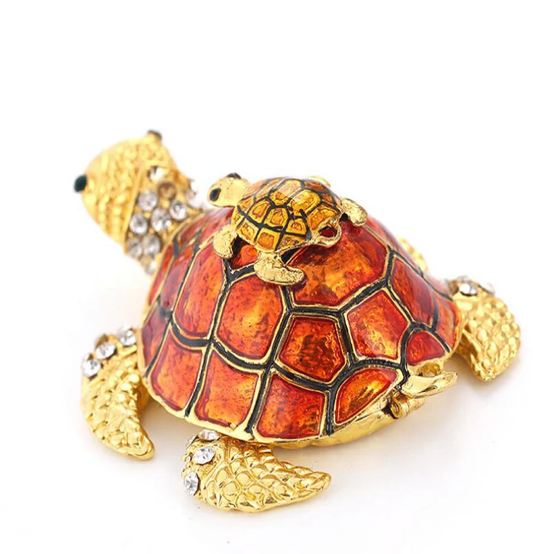 Creative Metal Turtle Crafts Home Decoration Jewelry Box Cute Lucky Gifts Sculpture Enamel Painted Ornaments 05462 | Дом и сад