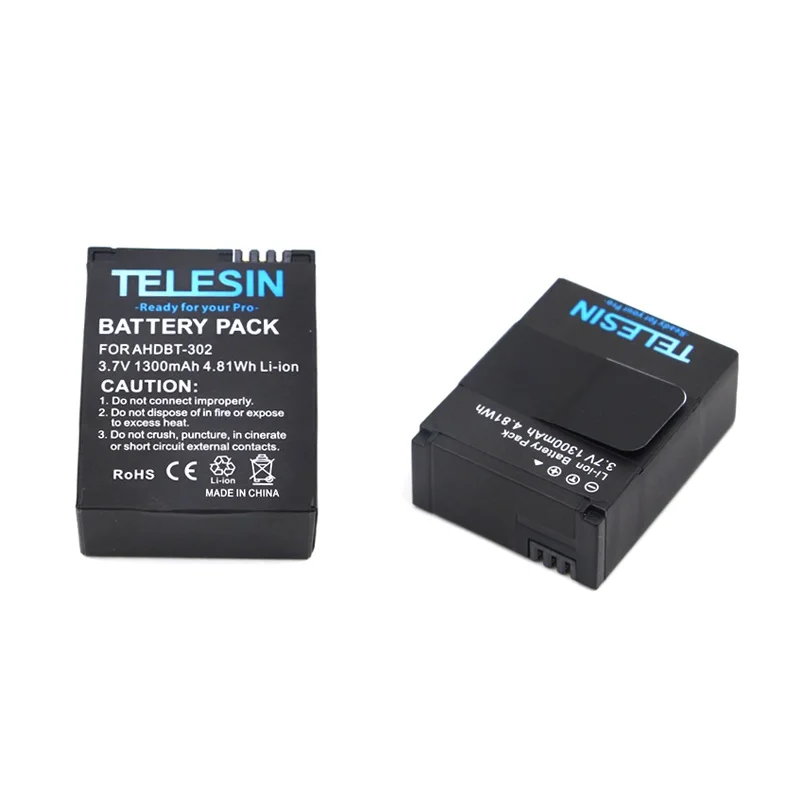 TELESIN литий-ионный аккумулятор 3 7 V 1300mAh AHDBT-302 запасной резервный для Gopro Hero3 Hero +